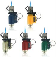 navpeak rechargeable mini gas lighter - windproof blue flame jet torch with keychain (pack of 5) - butane not included logo