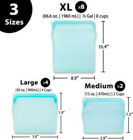 img 2 attached to BluePerlOne 2-XL Silicone ZipLock Storage Bags – Food Grade, Reusable, BPA Free (2-1/2 Gal / 8 cups) for Microwave, Oven, Fridge, Freezer & Sous Vide