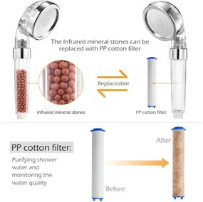 img 2 attached to 🚿 XYCING Shower Head: Filtration Stone Beads, PP Cotton Filter, Water Saving, Handheld, High Pressure, with Hose and Bracket, 3 Modes Spray for Dry Hair & Skin SPA