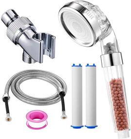 img 4 attached to 🚿 XYCING Shower Head: Filtration Stone Beads, PP Cotton Filter, Water Saving, Handheld, High Pressure, with Hose and Bracket, 3 Modes Spray for Dry Hair & Skin SPA