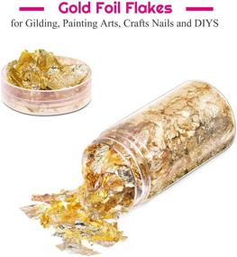 img 3 attached to Enhance Your Resin, Nails, and Jewelry with Paxcoo Gold Flakes - Imitation Gold Leaf - 5g