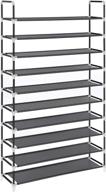 👠 songmics 10-tier shoe rack storage organizer - holds up to 50 pairs - metal frame, non-woven fabric - for living room, hallway - black ulsh11h, 39.4 x 11 x 68.9 inches логотип