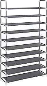 img 4 attached to 👠 SONGMICS 10-Tier Shoe Rack Storage Organizer - Holds up to 50 Pairs - Metal Frame, Non-Woven Fabric - for Living Room, Hallway - Black ULSH11H, 39.4 x 11 x 68.9 Inches