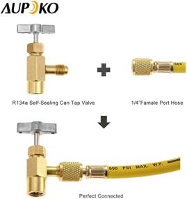 img 1 attached to Aupoko R134A Self-Sealing Can Tap with R134A Tank Adapter and Valve Core Remover for Air Conditioner Manifold - 1/4’’ SAE Valve Refrigerant Dispenser with 1/4’’ Female and 1/2’’ Male Adapter