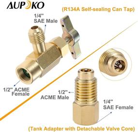 img 3 attached to Aupoko R134A Self-Sealing Can Tap with R134A Tank Adapter and Valve Core Remover for Air Conditioner Manifold - 1/4’’ SAE Valve Refrigerant Dispenser with 1/4’’ Female and 1/2’’ Male Adapter