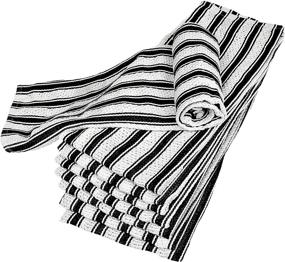 img 4 attached to 🧺 Nouvelle Legende Basketweave Striped 100% Cotton Kitchen Towels Set – Absorbent Dish Hand Tea Cloths, Reusable (19 x 29 inches, Pack of 8)