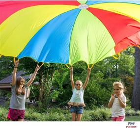 img 1 attached to 🌈 High-Quality and Durable Play Platoon 6ft 12ft Parachute for Kids - Fun Multicolored Parachute with Handles