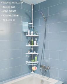 img 3 attached to Four-Layer Corner Shower Caddy by ADOVEL - Adjustable Shower Shelf, 🚿 Stainless Steel Pole Organizer with Constant Tension, Rustproof, Extends from 3.3 to 9.8ft
