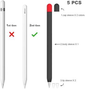 img 3 attached to Black Apple Pencil Case: Protective Accessories for Apple Pencil 2nd Generation - Sleeve, Skin, Grip, Nib Cover