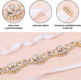 img 2 attached to Exquisite Tendaisy Crystal Rhinestone Wedding Gold Black Women's Belt Accessories