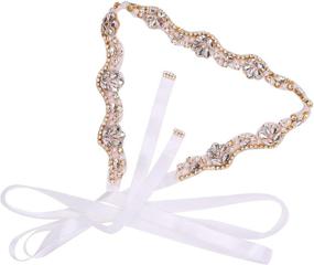 img 4 attached to Exquisite Tendaisy Crystal Rhinestone Wedding Gold Black Women's Belt Accessories