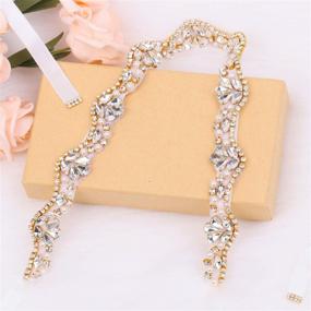 img 1 attached to Exquisite Tendaisy Crystal Rhinestone Wedding Gold Black Women's Belt Accessories