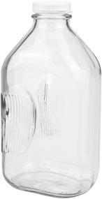 img 3 attached to 🥛 Bekith 2-Pack 2-Quart Glass Milk Bottles with Side Grip - Clear Glass Half Gallon Jugs with Snap-on Lids: Perfect for Beverages