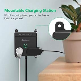 img 3 attached to 💡 SUPERDANNY Power Strip with USB, 2 Widely Spaced Outlets &amp; 4 USB Ports | Desktop Charging Station | Wall Mountable | Flat Plug Extender with 5ft Extension Cord and Switch | for Home Office Nightstand | Black