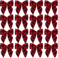 🎀 aneco 16-piece red & black buffalo plaid christmas bows: festive xmas hanging ribbon for tree & home decor, 5x4 inches logo
