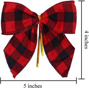 img 2 attached to 🎀 ANECO 16-Piece Red & Black Buffalo Plaid Christmas Bows: Festive Xmas Hanging Ribbon for Tree & Home Decor, 5x4 Inches