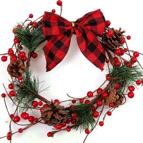 img 1 attached to 🎀 ANECO 16-Piece Red & Black Buffalo Plaid Christmas Bows: Festive Xmas Hanging Ribbon for Tree & Home Decor, 5x4 Inches