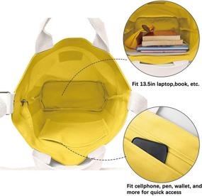 img 1 attached to Сумки через плечо с карманами на молнии из холста и кошельками-планерами для женщин.