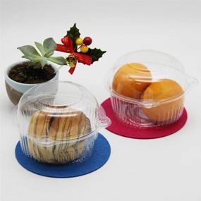 img 1 attached to Clayees Plastic Individual Cupcake Muffin Hamburger Dome Holders - Set of 100, Clear Cases, Boxes, Pods