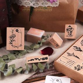 img 2 attached to NogaMoga Wooden Rubber Stamps: 12pcs Plant Patterns with 11 Sizes for DIY Crafts, Card Making, Scrapbooking, and more