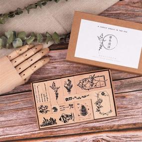 img 3 attached to NogaMoga Wooden Rubber Stamps: 12pcs Plant Patterns with 11 Sizes for DIY Crafts, Card Making, Scrapbooking, and more