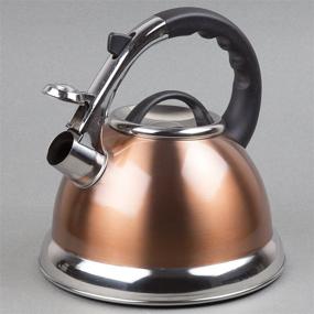 img 2 attached to 🍵 Camille Stainless Steel Whistling Tea Kettle - 3.0 Quart, Metallic Copper Finish, Aluminum Capsulated Bottom for Even Heat Distribution