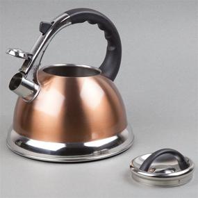 img 1 attached to 🍵 Camille Stainless Steel Whistling Tea Kettle - 3.0 Quart, Metallic Copper Finish, Aluminum Capsulated Bottom for Even Heat Distribution