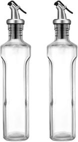 img 4 attached to 🍶 Flexzion Olive Oil and Vinegar Dispenser Cruet Glass Bottle with Pourer Spout 17 Oz 500ml Set of 2 - Kitchen & Restaurant Cooking Accessories