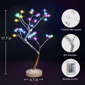 img 2 attached to 🌳 20" Landwalker Tabletop Bonsai Tree Light - DIY Multicolor Birch Tree Lamp with Battery/USB, Remote Control Included