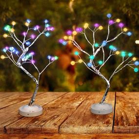 img 1 attached to 🌳 20" Landwalker Tabletop Bonsai Tree Light - DIY Multicolor Birch Tree Lamp with Battery/USB, Remote Control Included