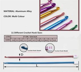 img 2 attached to 🧶 Valar Dohaeris Crochet Hooks: 11 Pack Tunisian Afghan Aluminum Knitting Needles Set, Assorted Color & Diverse Sizes (2mm to 8mm)