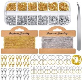 img 4 attached to 🔗 Stainless Steel Link Chains – 49.2 Feet Jewelry Making Chains with 1000 Pieces Jump Rings, 40 Pieces Lobster Clasps, Curved Tweezers, and Brass Jump Ring Opener Kit – Ideal for DIY Jewelry Making by Women and Men (Gold/Silver)