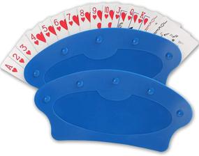 img 4 attached to 🃏 Convenient Hands-Free Playing Card Holders: Ideal for Kids, Seniors, and Teens - Includes 2 Blue Plastic Trays for Poker, Canasta, Jumbo Bridge, Euchre!