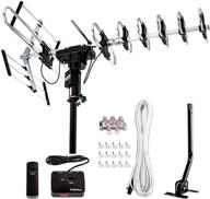 📡 [2020 update] five star outdoor digital amplified hdtv antenna - 200 mile long range, 360 degree rotation, hd 4k 1080p, fm radio, supports 5 tvs with installation kit and mounting pole logo