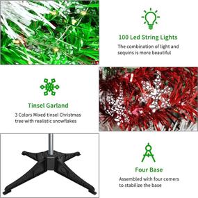 img 1 attached to HWTMXK 5 Ft Tinsel Christmas Tree with Pop Up Design, Easy Assembly & 🎄 Storage, 100 LEDs String Lights in 2 Modes - Ideal Fireplace Party Home Xmas Decorations