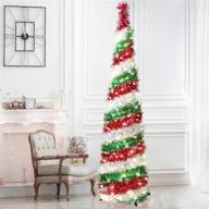 hwtmxk 5 ft tinsel christmas tree with pop up design, easy assembly & 🎄 storage, 100 leds string lights in 2 modes - ideal fireplace party home xmas decorations логотип