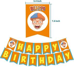 img 2 attached to 🎉 Esehoyo Bilippi Birthday Party Supplies - 51PCS Blippi Supplies for Kids with Happy Banner, Hanging Swirls, Balloons, Cupcake Toppers, Plates, and Tablecloth