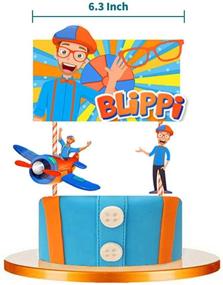 img 1 attached to 🎉 Esehoyo Bilippi Birthday Party Supplies - 51PCS Blippi Supplies for Kids with Happy Banner, Hanging Swirls, Balloons, Cupcake Toppers, Plates, and Tablecloth