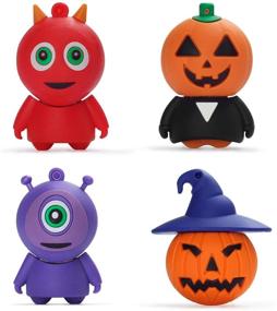 img 4 attached to 🎃 LEIZHAN 8GB USB Flash Drive 4 Pack - Creative Monster Cartoon Pumpkin Design for Halloween, Novelty Computer Memory Stick Gift & Data Storage