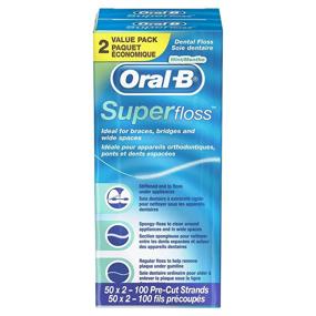 img 1 attached to Oral-B Super Floss Pre-Cut Strands, Mint, 50 Count, Pack of 2: Efficient Dental Floss for Comprehensive Oral Care