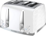 🍞 black+decker tr1450wd honeycomb collection 4-slice toaster - premium textured finish in white логотип