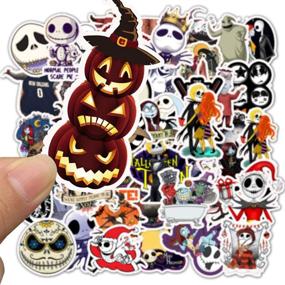 img 1 attached to 🎃 Spooky Halloween Stickers: The Nightmare Before Christmas & Tim Burton's Sticker Set - Waterproof Laptop, Bike, Skateboard & Luggage Decals (50 PCS)