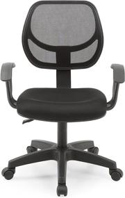 img 3 attached to Hodedah Mesh Task Chair - Adjustable Height, Swiveling & Padded Seat (Black)