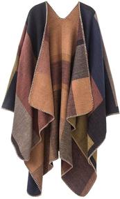 img 4 attached to 👚 Women's Open Front Color Block Shawl Wrap Poncho Cape by Urban CoCo