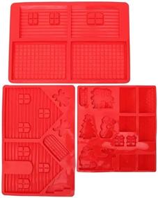 img 3 attached to Gingerbread House Baking Tray - Perfect for Christmas Desserts, Chocolate, Candy (Silicone, Set of 3)