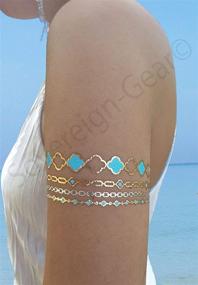 img 2 attached to 💫 Caicos Metallic Temporary Tattoos for Women, Teens, and Girls - 8 Sheets of Gold and Silver Glitter Shimmer Designs - Trendy Jewelry Tattoos with 100+ Color Flash, Waterproof Fake Tattoo Stickers