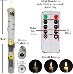 img 1 attached to 🕯️ Свечи Homemory из березы с светодиодами: работа от батарейки, таймер и пульт дистанционного управления, свечи из настоящего воска с мерцающим эффектом - идеально подходят для рождества, Хэллоуина, свадеб и украшения камина.