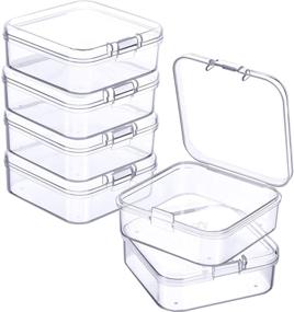 img 4 attached to 📦 Set of 6 Mini Clear Plastic Beads Storage Containers for Small Items Collection - Beads, Jewelry, Business Cards, Game Pieces, Crafts (Dimensions: 2.13 x 2.13 x 0.79 Inches)