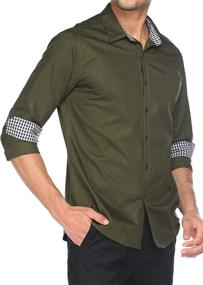 img 3 attached to Casual Cotton Button Sleeve Men's Shirts by Tinkwell