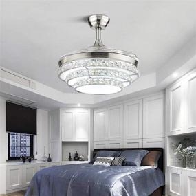 img 2 attached to 🏢 Enhance Your Space: Modern Crystal Ceiling Fan Lights with Remote, 42 Inch Chandelier Fan with Retractable Blade and 3 Color Changes LED Light Kit – Perfect for Bedroom and Living Room Ambiance